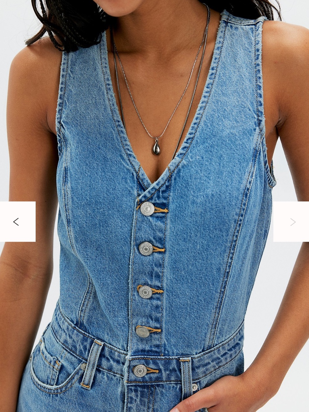 Free People Levi’s Denim Vest Wide-Leg Jumpsuit size 26. - Picture 4 of 10